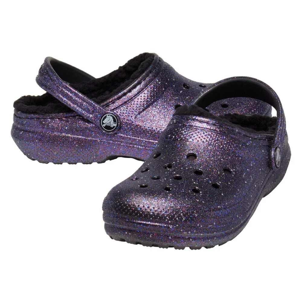 Crocs Classic 210764-0C4 Clog Kids C11 Space Glitter Lined Comfort Shoes ERK1858